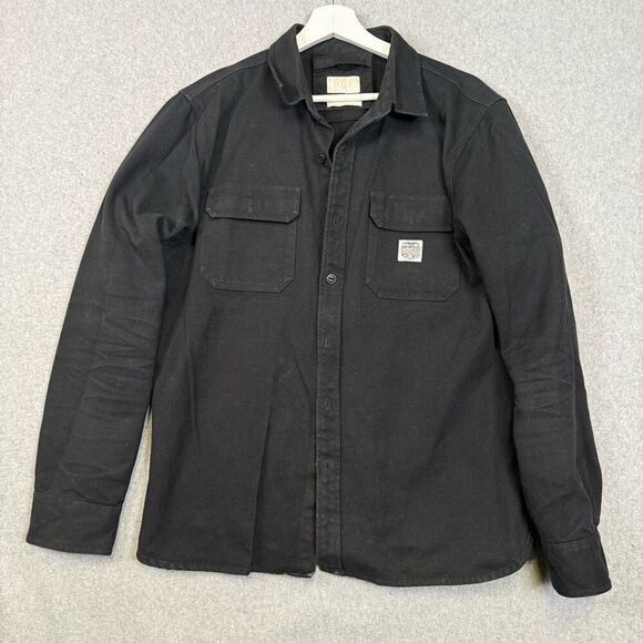 HUF Other - Huf Mfg Co Worldwide Mens Size Medium Button Front Denim Jean Shirt Jacket Black